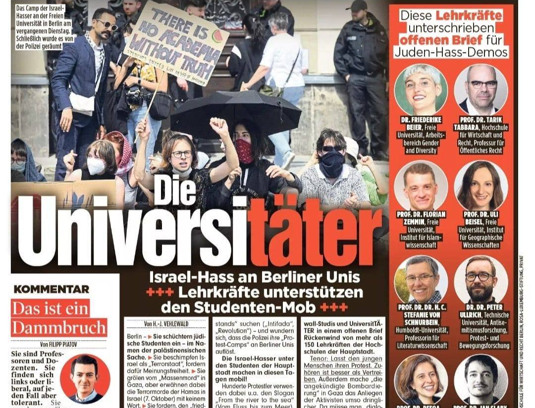 Springer’s Palestine pranger: German tabloids denounce university members for their call for reflection